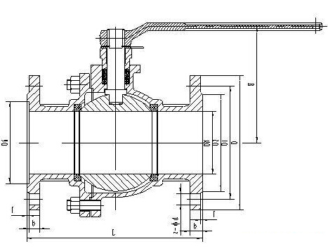 不銹鋼法蘭球閥結(jié)構(gòu)圖